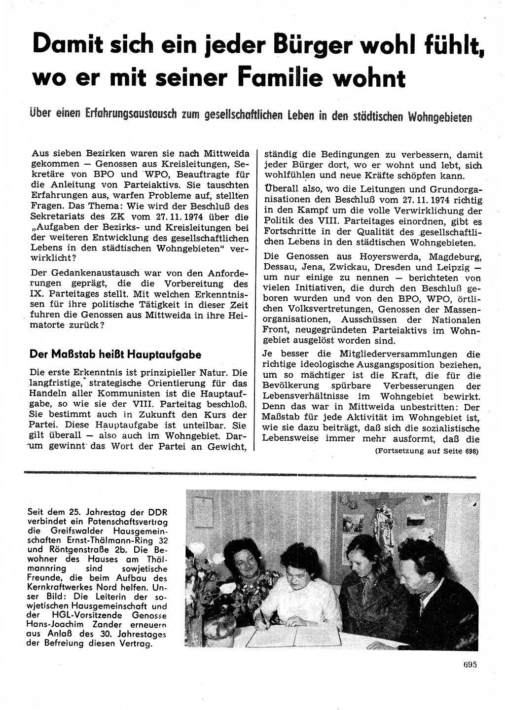 Neuer Weg (NW), Organ des Zentralkomitees (ZK) der SED (Sozialistische Einheitspartei Deutschlands) für Fragen des Parteilebens, 30. Jahrgang [Deutsche Demokratische Republik (DDR)] 1975, Seite 695 (NW ZK SED DDR 1975, S. 695)