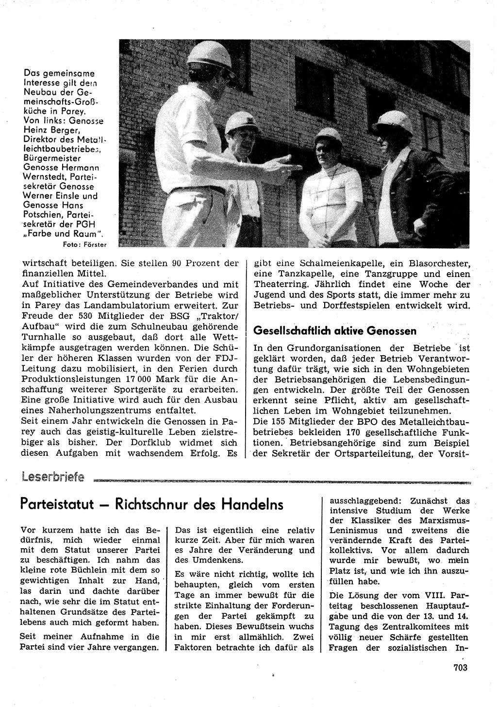Neuer Weg (NW), Organ des Zentralkomitees (ZK) der SED (Sozialistische Einheitspartei Deutschlands) für Fragen des Parteilebens, 30. Jahrgang [Deutsche Demokratische Republik (DDR)] 1975, Seite 703 (NW ZK SED DDR 1975, S. 703)