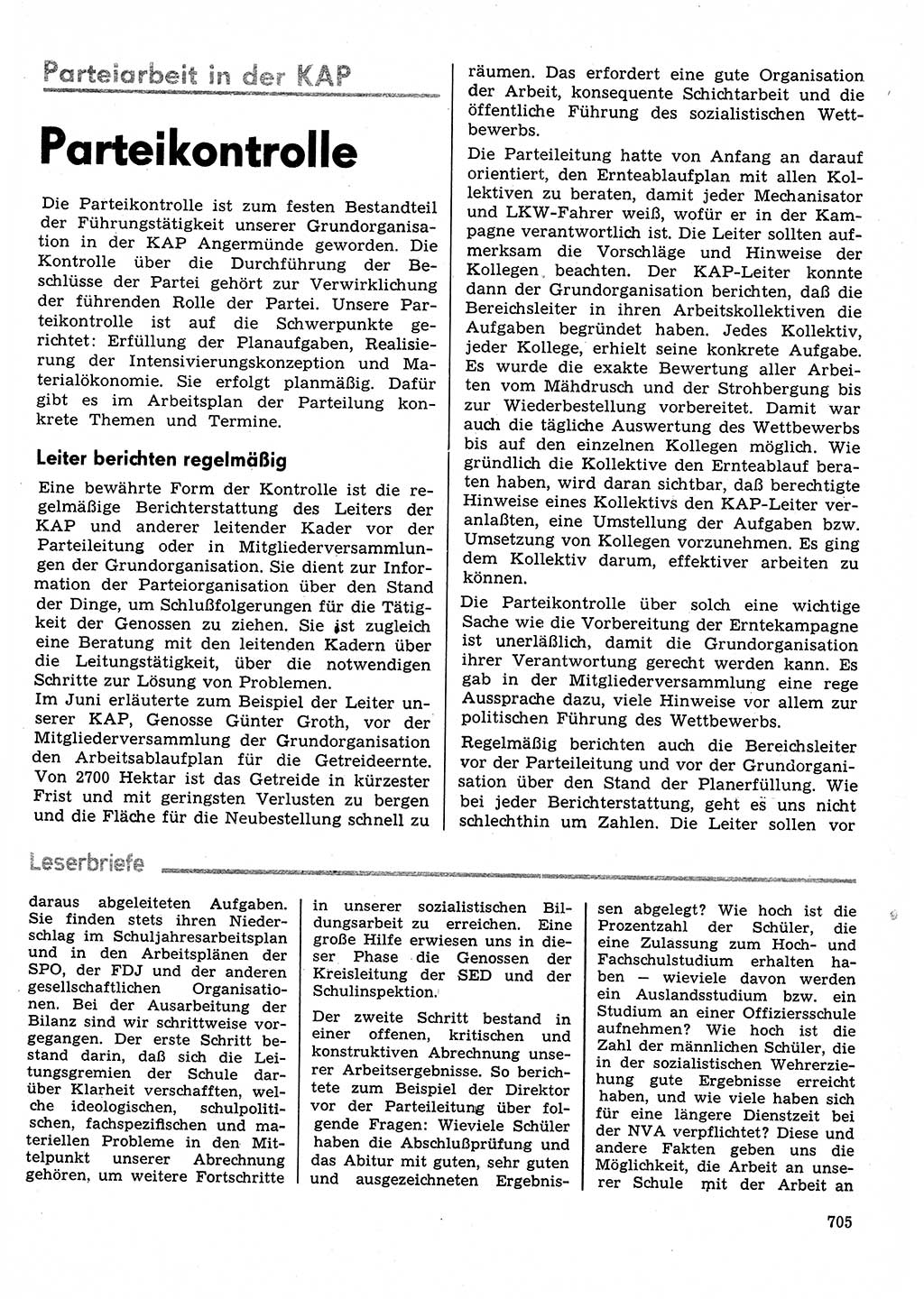 Neuer Weg (NW), Organ des Zentralkomitees (ZK) der SED (Sozialistische Einheitspartei Deutschlands) für Fragen des Parteilebens, 30. Jahrgang [Deutsche Demokratische Republik (DDR)] 1975, Seite 705 (NW ZK SED DDR 1975, S. 705)