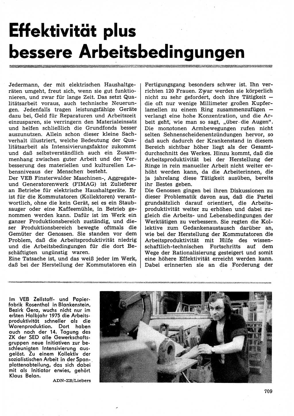 Neuer Weg (NW), Organ des Zentralkomitees (ZK) der SED (Sozialistische Einheitspartei Deutschlands) für Fragen des Parteilebens, 30. Jahrgang [Deutsche Demokratische Republik (DDR)] 1975, Seite 709 (NW ZK SED DDR 1975, S. 709)
