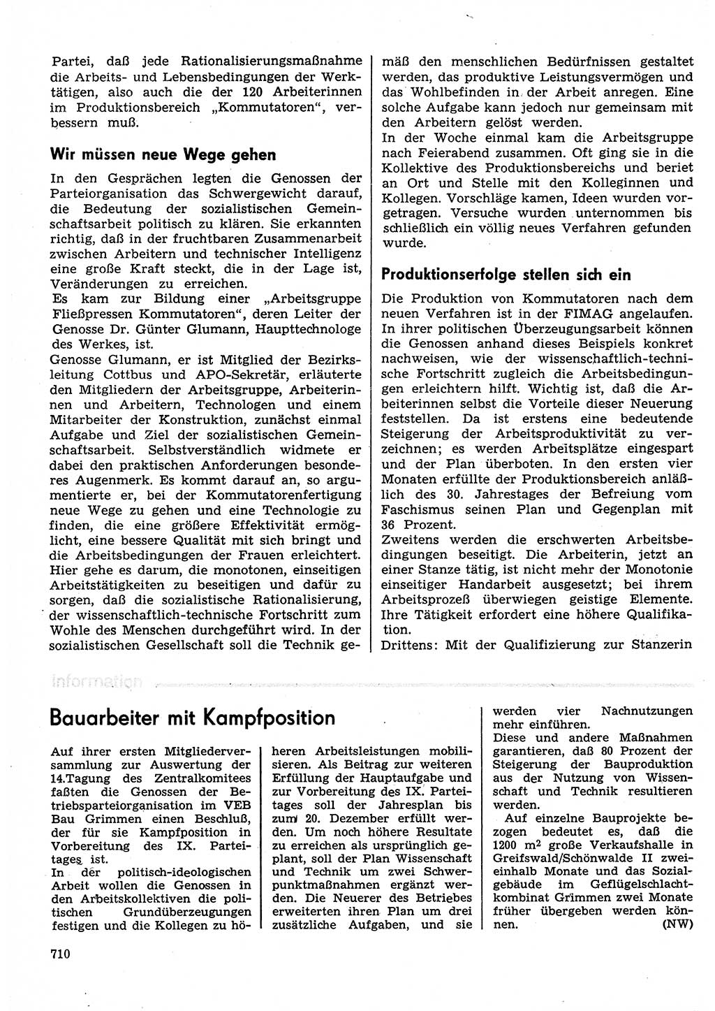 Neuer Weg (NW), Organ des Zentralkomitees (ZK) der SED (Sozialistische Einheitspartei Deutschlands) für Fragen des Parteilebens, 30. Jahrgang [Deutsche Demokratische Republik (DDR)] 1975, Seite 710 (NW ZK SED DDR 1975, S. 710)