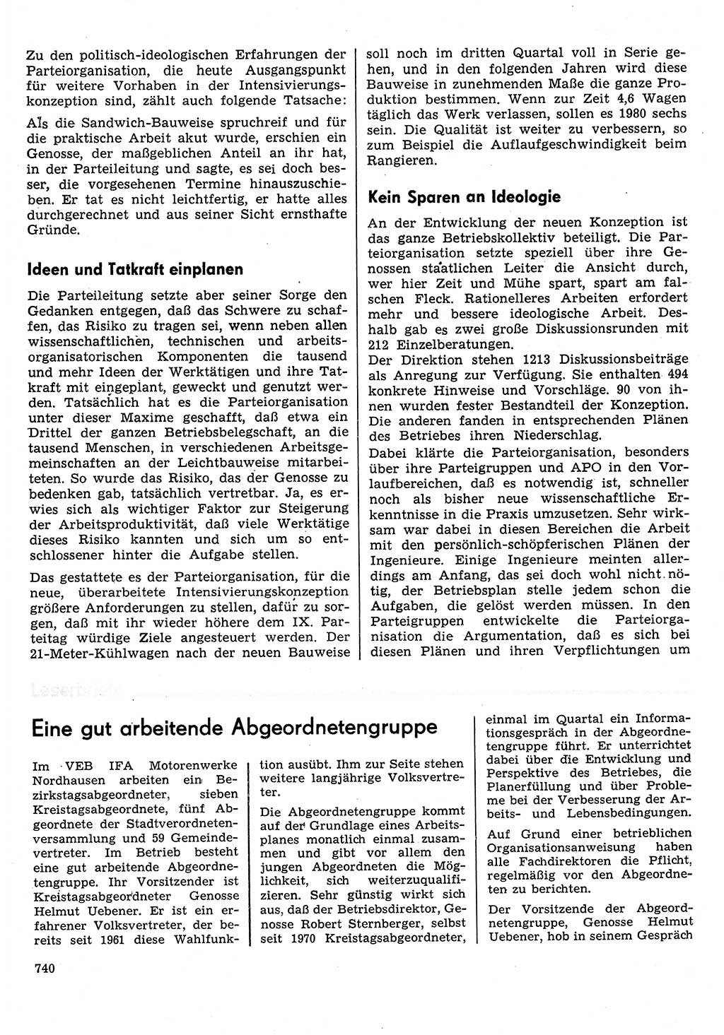 Neuer Weg (NW), Organ des Zentralkomitees (ZK) der SED (Sozialistische Einheitspartei Deutschlands) für Fragen des Parteilebens, 30. Jahrgang [Deutsche Demokratische Republik (DDR)] 1975, Seite 740 (NW ZK SED DDR 1975, S. 740)