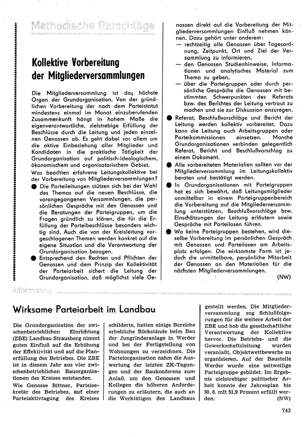 Neuer Weg (NW), Organ des Zentralkomitees (ZK) der SED (Sozialistische Einheitspartei Deutschlands) für Fragen des Parteilebens, 30. Jahrgang [Deutsche Demokratische Republik (DDR)] 1975, Seite 743 (NW ZK SED DDR 1975, S. 743)