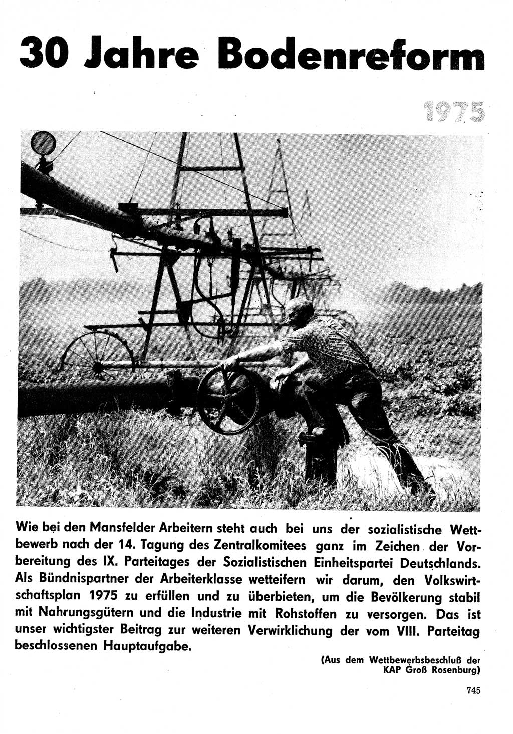 Neuer Weg (NW), Organ des Zentralkomitees (ZK) der SED (Sozialistische Einheitspartei Deutschlands) für Fragen des Parteilebens, 30. Jahrgang [Deutsche Demokratische Republik (DDR)] 1975, Seite 745 (NW ZK SED DDR 1975, S. 745)