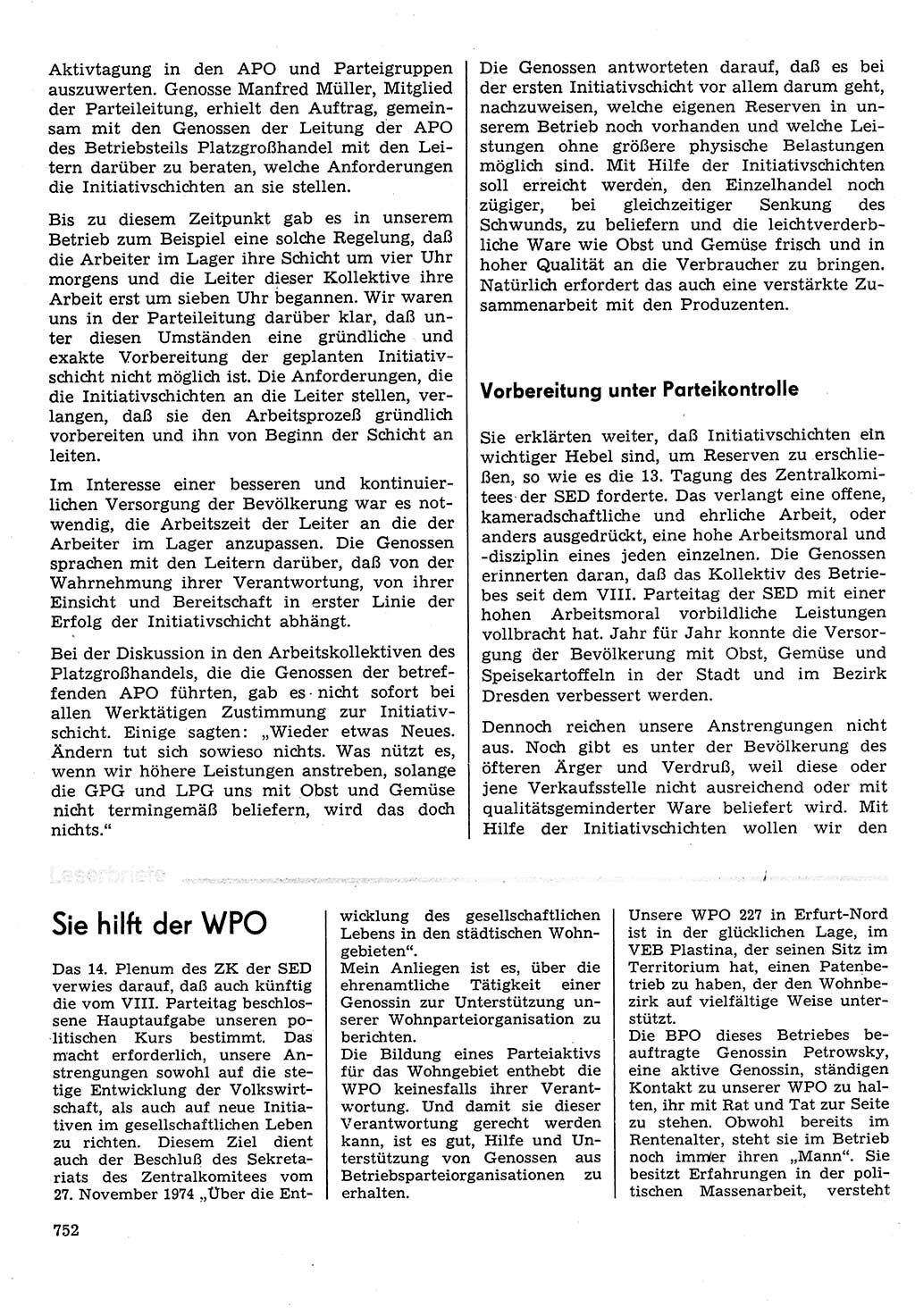 Neuer Weg (NW), Organ des Zentralkomitees (ZK) der SED (Sozialistische Einheitspartei Deutschlands) für Fragen des Parteilebens, 30. Jahrgang [Deutsche Demokratische Republik (DDR)] 1975, Seite 752 (NW ZK SED DDR 1975, S. 752)