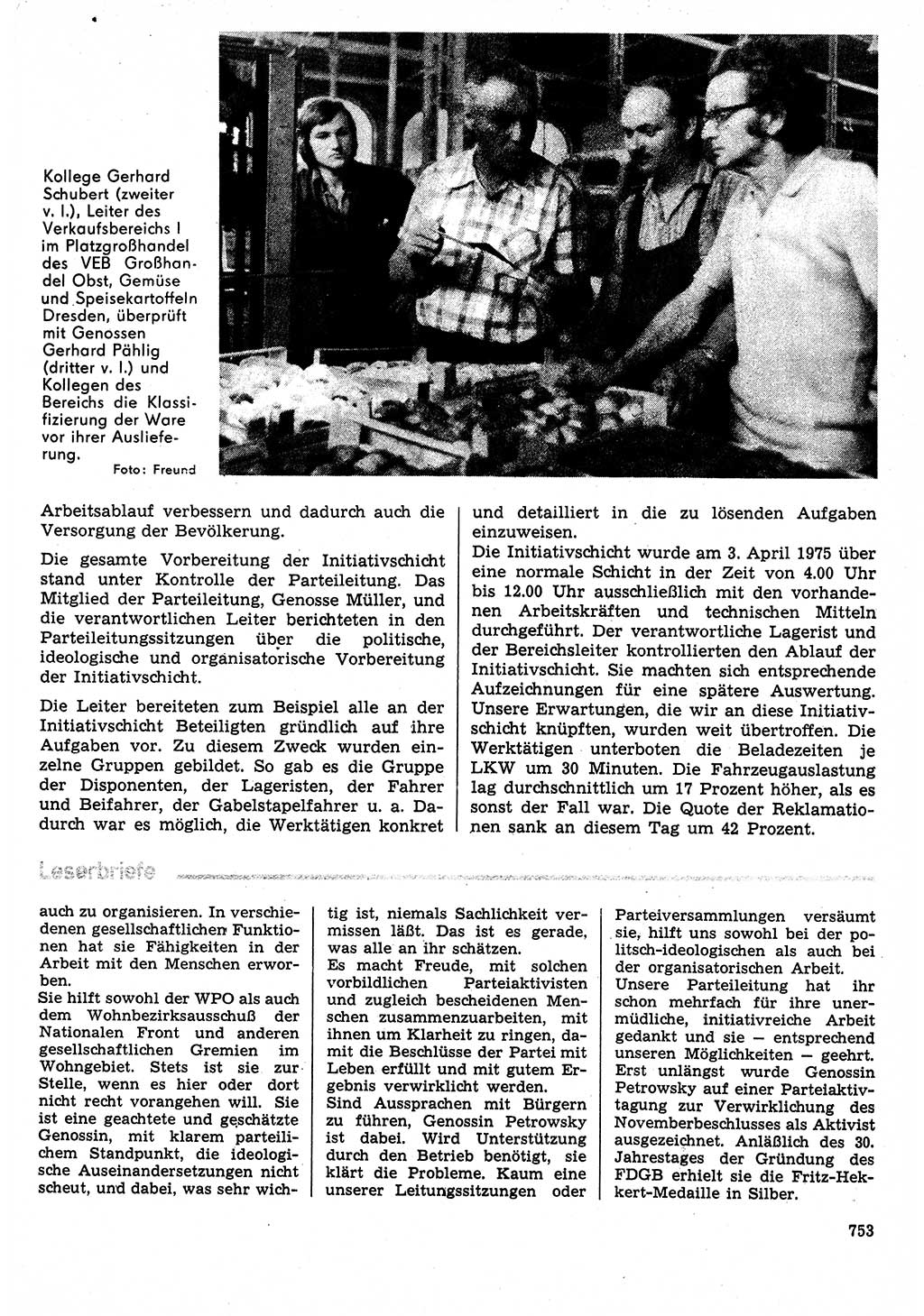 Neuer Weg (NW), Organ des Zentralkomitees (ZK) der SED (Sozialistische Einheitspartei Deutschlands) für Fragen des Parteilebens, 30. Jahrgang [Deutsche Demokratische Republik (DDR)] 1975, Seite 753 (NW ZK SED DDR 1975, S. 753)