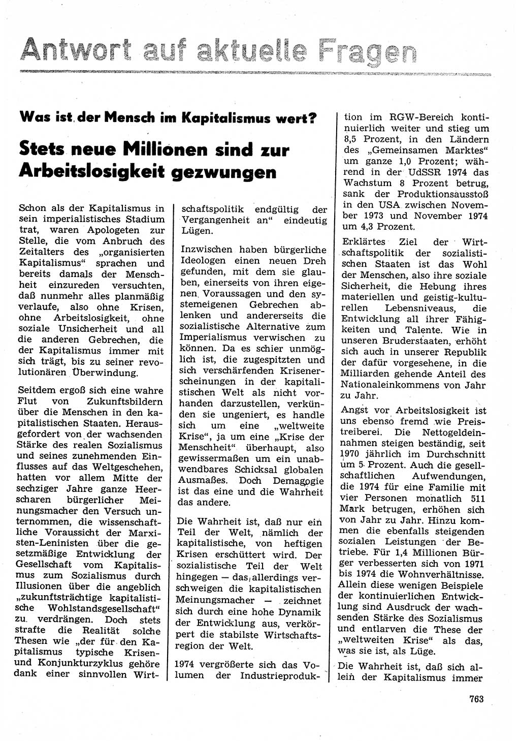 Neuer Weg (NW), Organ des Zentralkomitees (ZK) der SED (Sozialistische Einheitspartei Deutschlands) für Fragen des Parteilebens, 30. Jahrgang [Deutsche Demokratische Republik (DDR)] 1975, Seite 763 (NW ZK SED DDR 1975, S. 763)