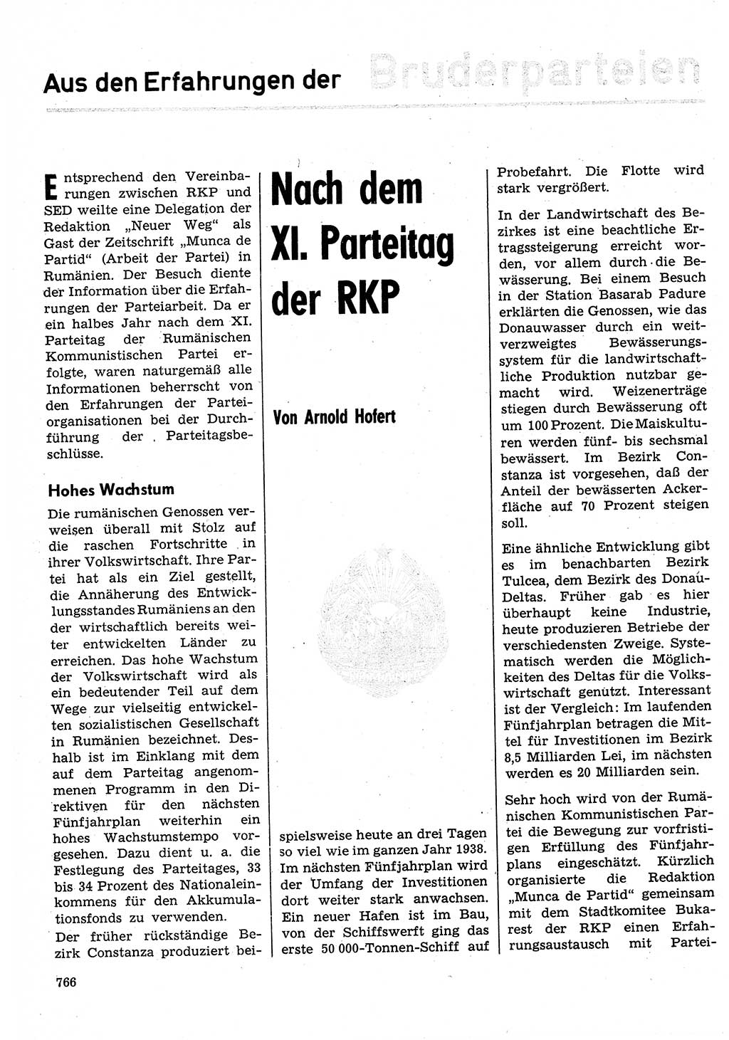 Neuer Weg (NW), Organ des Zentralkomitees (ZK) der SED (Sozialistische Einheitspartei Deutschlands) für Fragen des Parteilebens, 30. Jahrgang [Deutsche Demokratische Republik (DDR)] 1975, Seite 766 (NW ZK SED DDR 1975, S. 766)