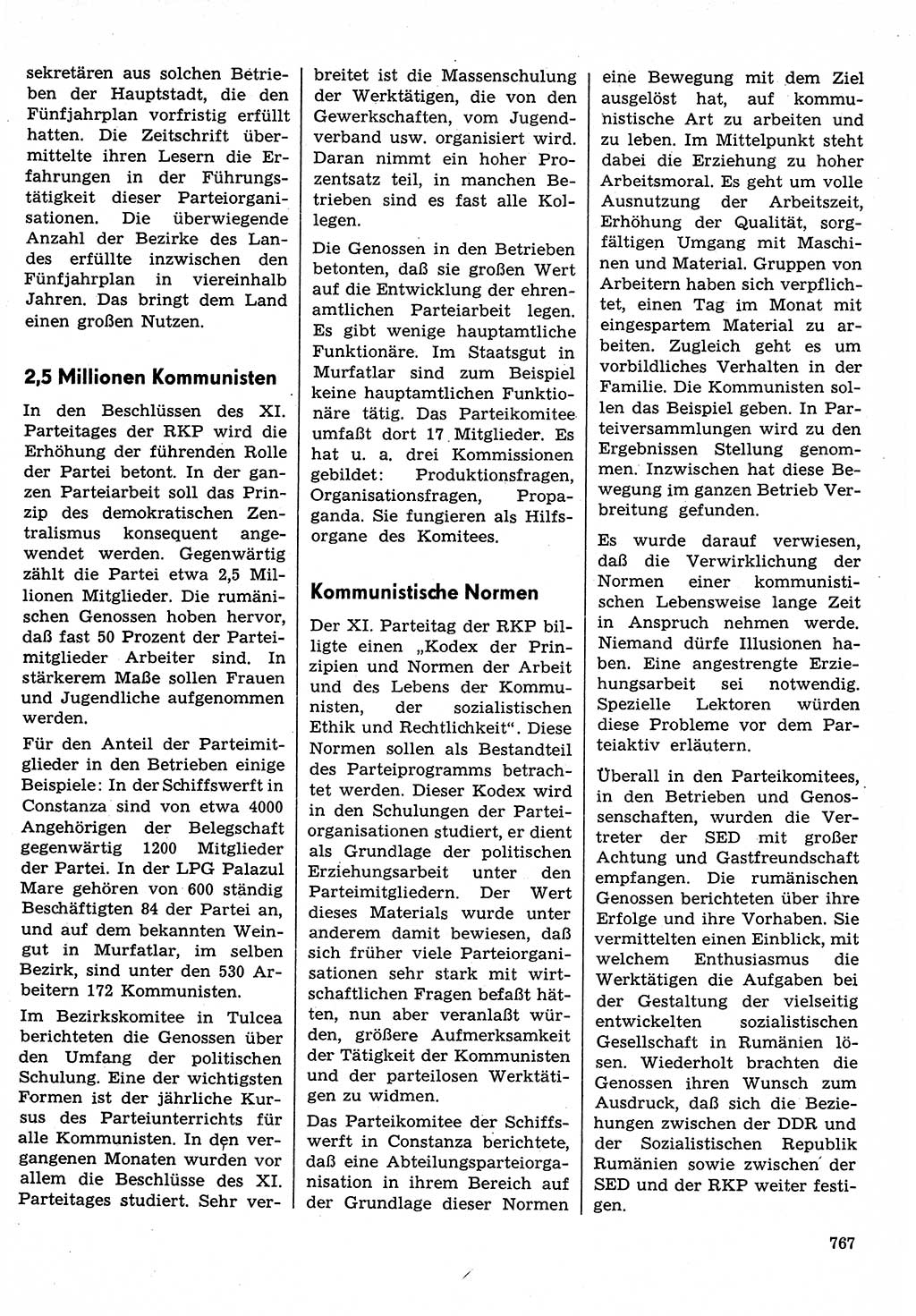 Neuer Weg (NW), Organ des Zentralkomitees (ZK) der SED (Sozialistische Einheitspartei Deutschlands) für Fragen des Parteilebens, 30. Jahrgang [Deutsche Demokratische Republik (DDR)] 1975, Seite 767 (NW ZK SED DDR 1975, S. 767)