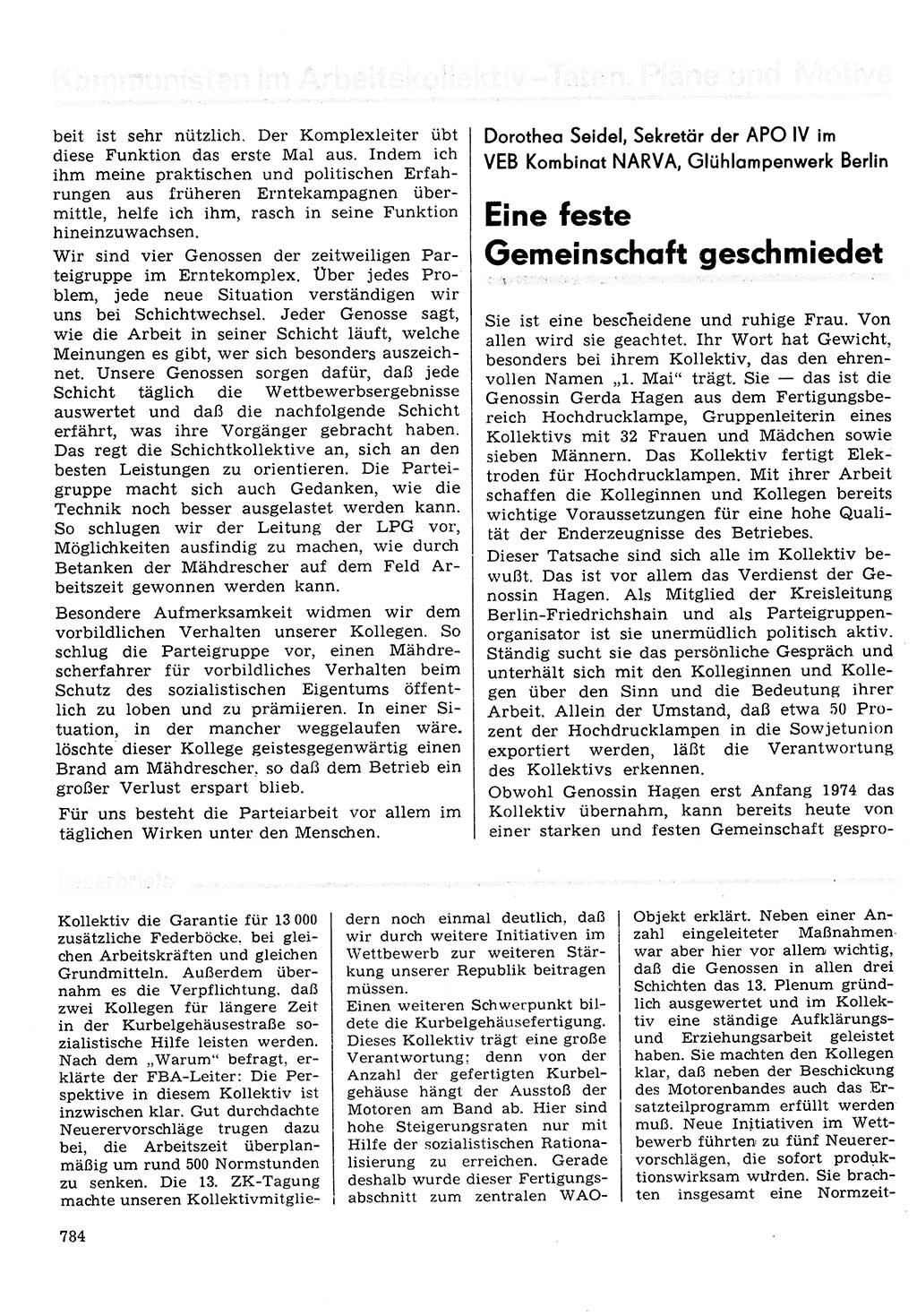 Neuer Weg (NW), Organ des Zentralkomitees (ZK) der SED (Sozialistische Einheitspartei Deutschlands) für Fragen des Parteilebens, 30. Jahrgang [Deutsche Demokratische Republik (DDR)] 1975, Seite 784 (NW ZK SED DDR 1975, S. 784)