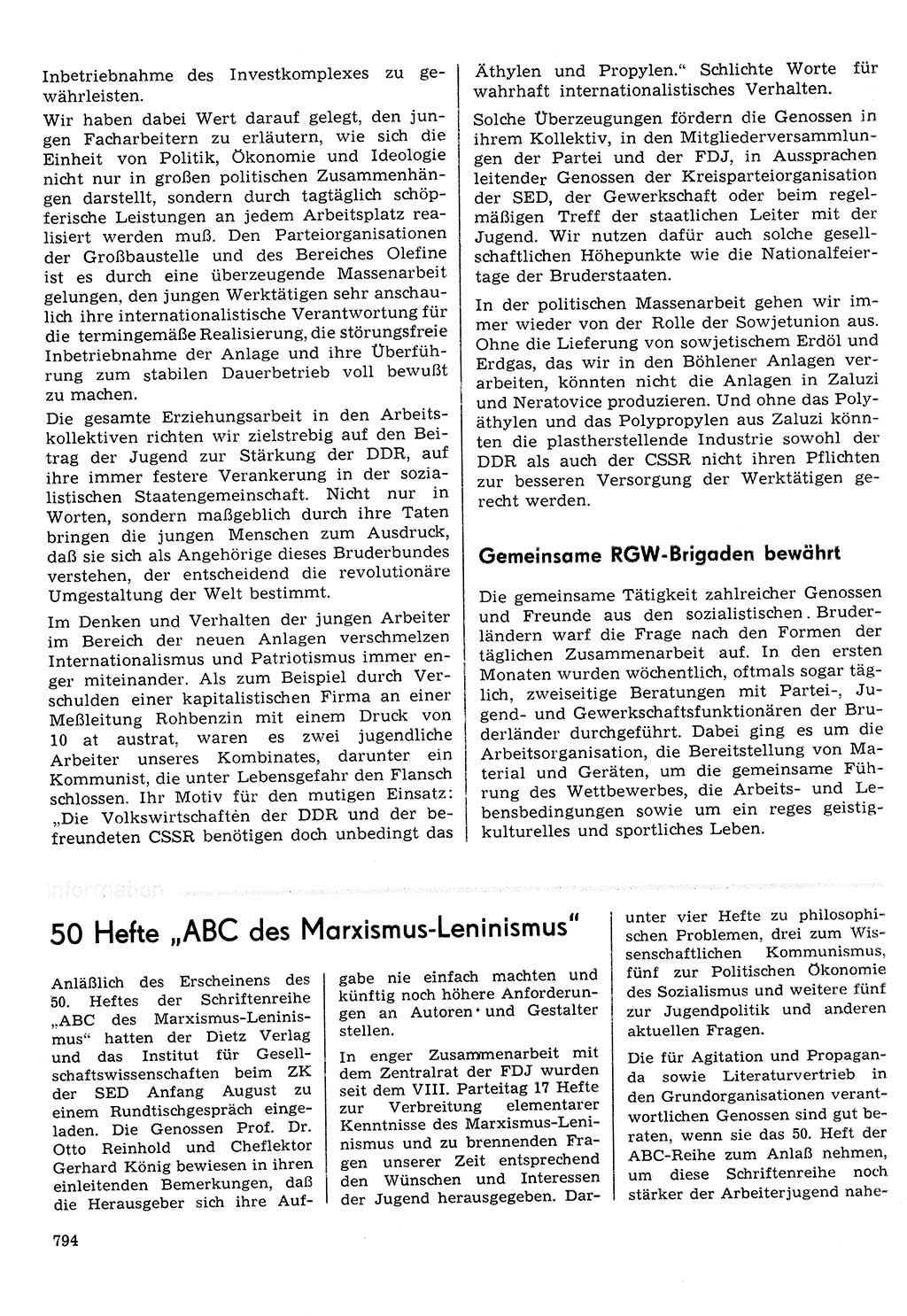 Neuer Weg (NW), Organ des Zentralkomitees (ZK) der SED (Sozialistische Einheitspartei Deutschlands) für Fragen des Parteilebens, 30. Jahrgang [Deutsche Demokratische Republik (DDR)] 1975, Seite 794 (NW ZK SED DDR 1975, S. 794)