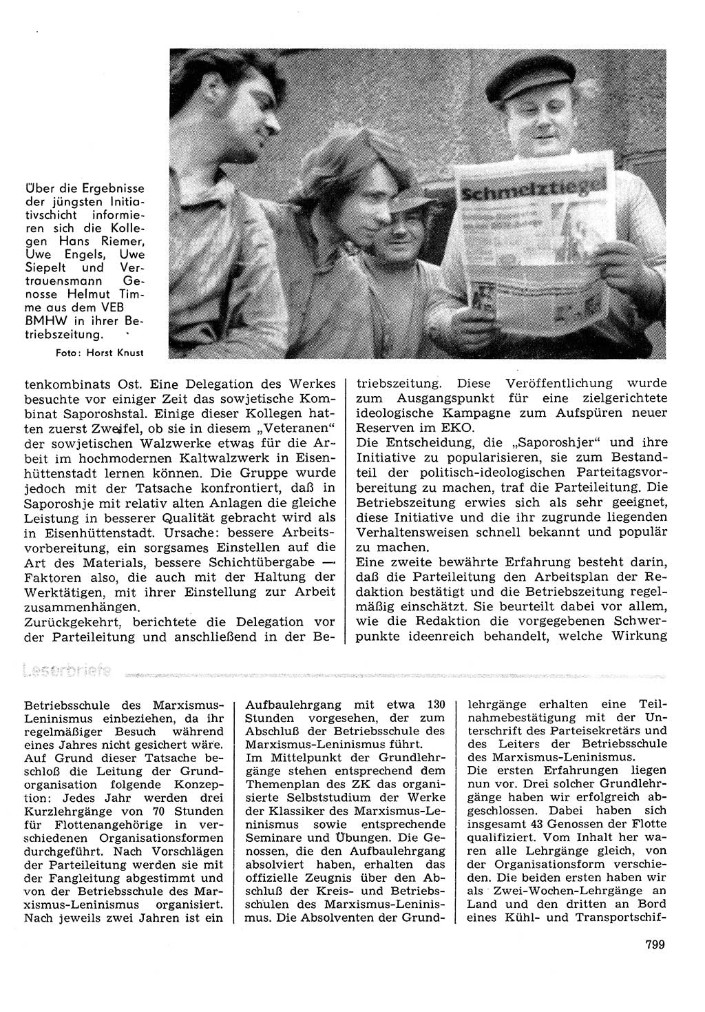 Neuer Weg (NW), Organ des Zentralkomitees (ZK) der SED (Sozialistische Einheitspartei Deutschlands) für Fragen des Parteilebens, 30. Jahrgang [Deutsche Demokratische Republik (DDR)] 1975, Seite 799 (NW ZK SED DDR 1975, S. 799)