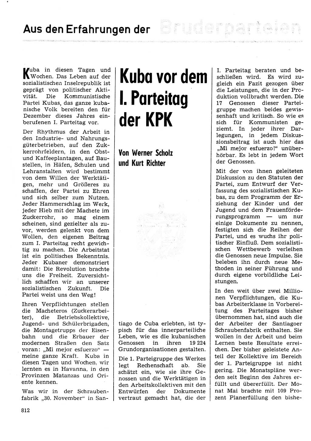 Neuer Weg (NW), Organ des Zentralkomitees (ZK) der SED (Sozialistische Einheitspartei Deutschlands) für Fragen des Parteilebens, 30. Jahrgang [Deutsche Demokratische Republik (DDR)] 1975, Seite 812 (NW ZK SED DDR 1975, S. 812)