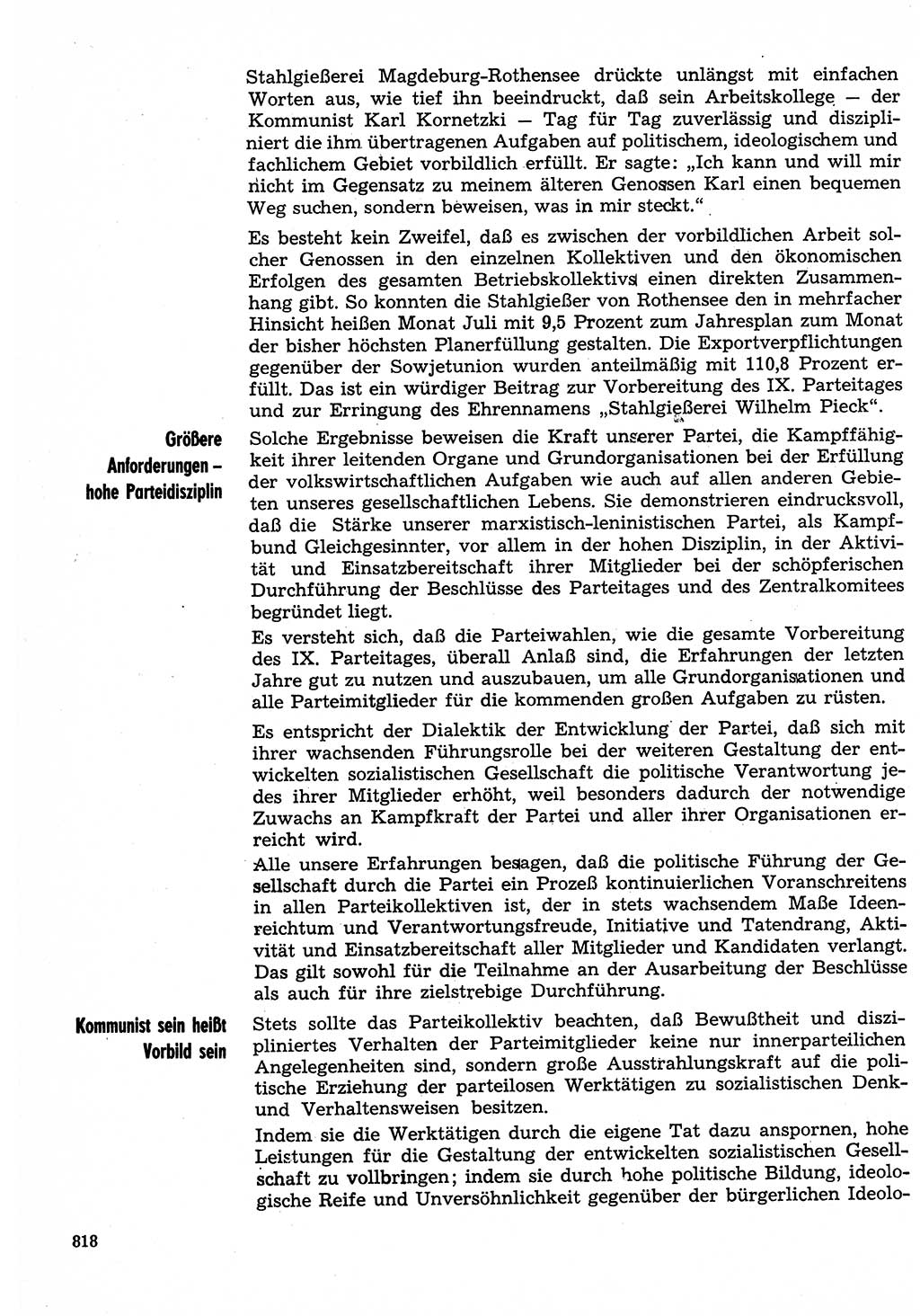 Neuer Weg (NW), Organ des Zentralkomitees (ZK) der SED (Sozialistische Einheitspartei Deutschlands) für Fragen des Parteilebens, 30. Jahrgang [Deutsche Demokratische Republik (DDR)] 1975, Seite 818 (NW ZK SED DDR 1975, S. 818)