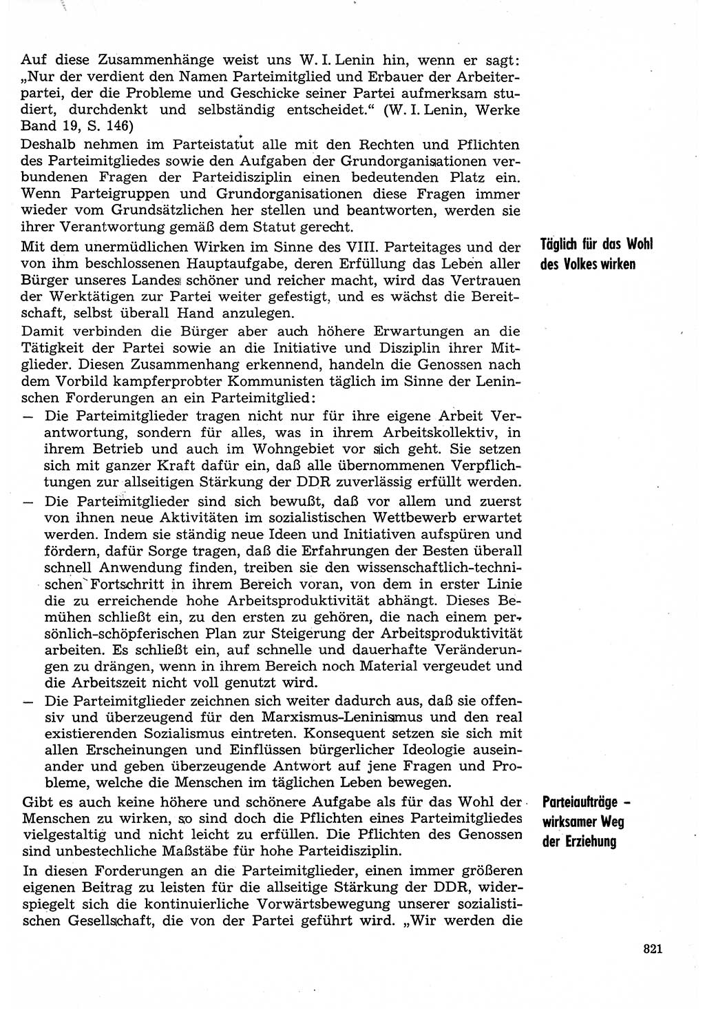 Neuer Weg (NW), Organ des Zentralkomitees (ZK) der SED (Sozialistische Einheitspartei Deutschlands) für Fragen des Parteilebens, 30. Jahrgang [Deutsche Demokratische Republik (DDR)] 1975, Seite 821 (NW ZK SED DDR 1975, S. 821)
