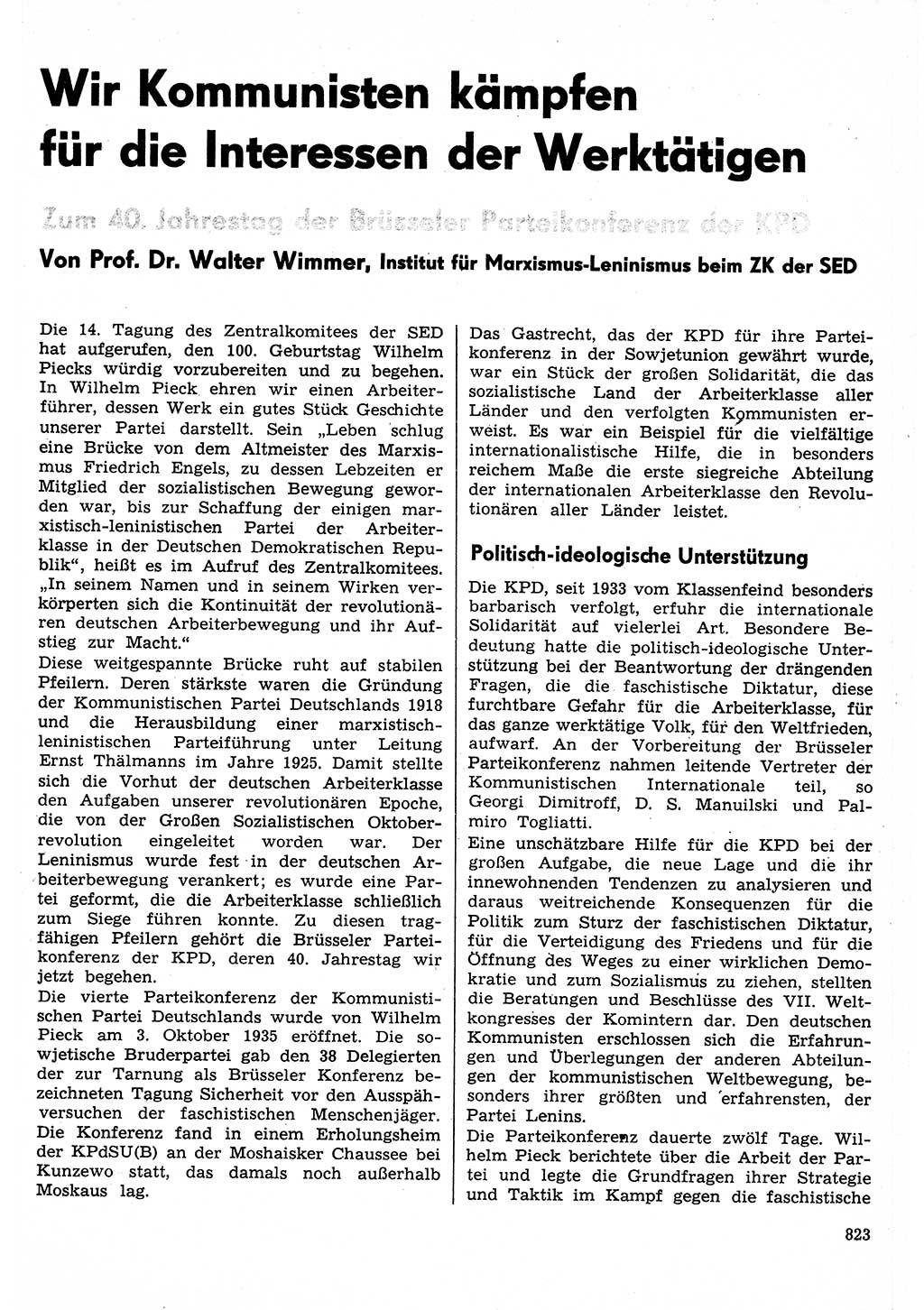 Neuer Weg (NW), Organ des Zentralkomitees (ZK) der SED (Sozialistische Einheitspartei Deutschlands) für Fragen des Parteilebens, 30. Jahrgang [Deutsche Demokratische Republik (DDR)] 1975, Seite 823 (NW ZK SED DDR 1975, S. 823)