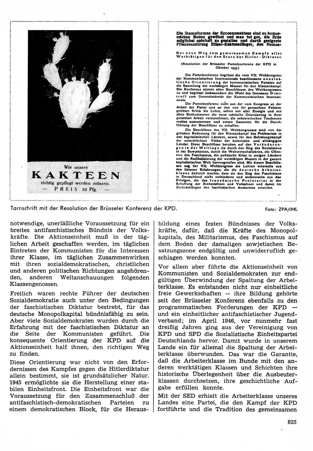 Neuer Weg (NW), Organ des Zentralkomitees (ZK) der SED (Sozialistische Einheitspartei Deutschlands) für Fragen des Parteilebens, 30. Jahrgang [Deutsche Demokratische Republik (DDR)] 1975, Seite 825 (NW ZK SED DDR 1975, S. 825)