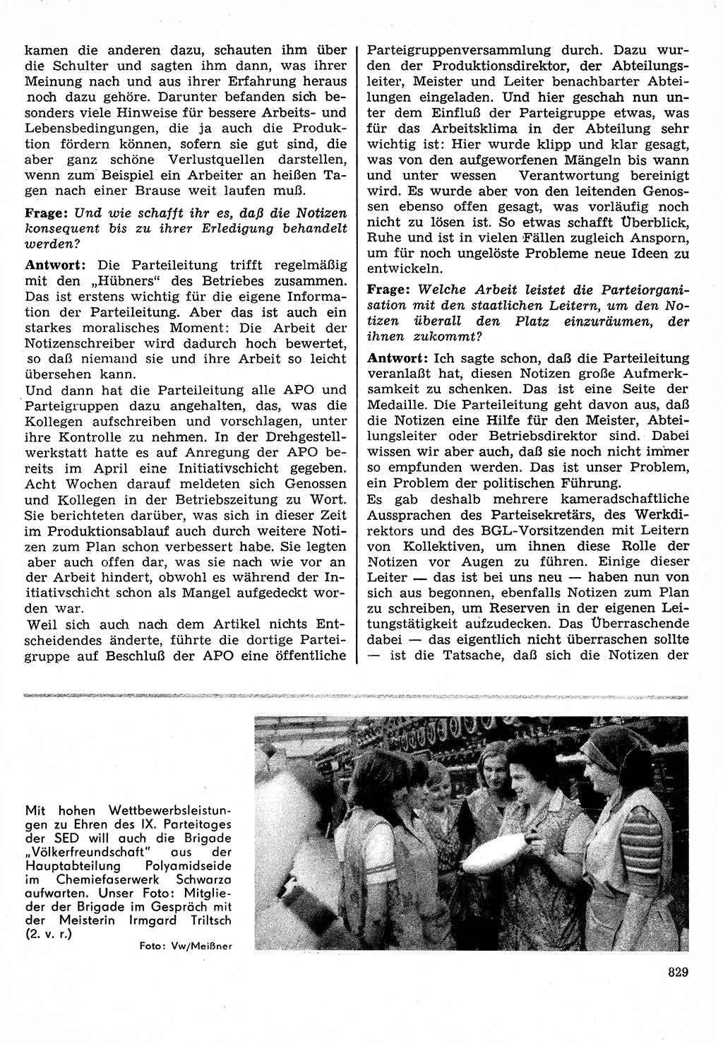Neuer Weg (NW), Organ des Zentralkomitees (ZK) der SED (Sozialistische Einheitspartei Deutschlands) für Fragen des Parteilebens, 30. Jahrgang [Deutsche Demokratische Republik (DDR)] 1975, Seite 829 (NW ZK SED DDR 1975, S. 829)