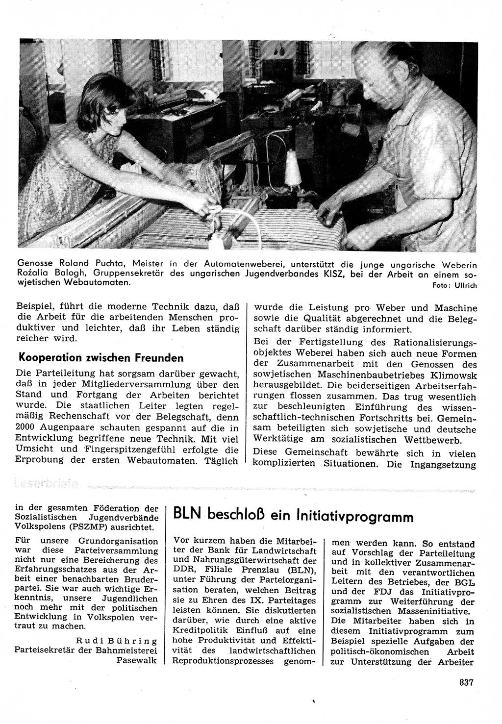 Neuer Weg (NW), Organ des Zentralkomitees (ZK) der SED (Sozialistische Einheitspartei Deutschlands) für Fragen des Parteilebens, 30. Jahrgang [Deutsche Demokratische Republik (DDR)] 1975, Seite 837 (NW ZK SED DDR 1975, S. 837)