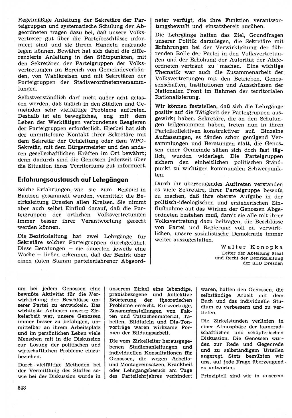 Neuer Weg (NW), Organ des Zentralkomitees (ZK) der SED (Sozialistische Einheitspartei Deutschlands) für Fragen des Parteilebens, 30. Jahrgang [Deutsche Demokratische Republik (DDR)] 1975, Seite 848 (NW ZK SED DDR 1975, S. 848)