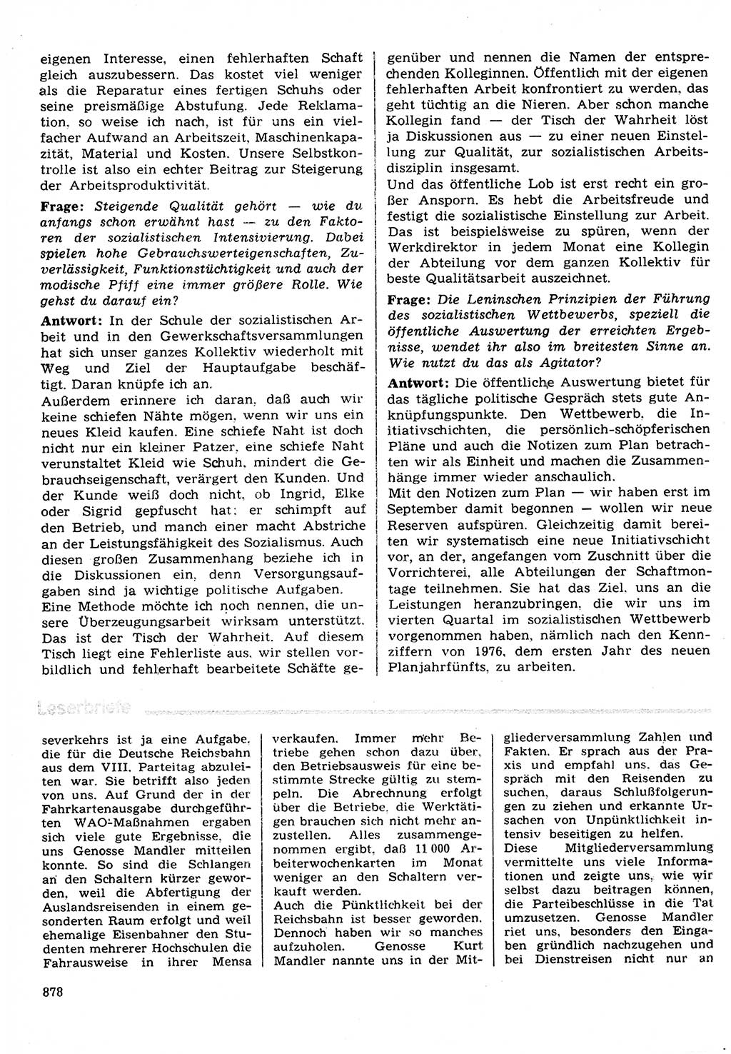 Neuer Weg (NW), Organ des Zentralkomitees (ZK) der SED (Sozialistische Einheitspartei Deutschlands) für Fragen des Parteilebens, 30. Jahrgang [Deutsche Demokratische Republik (DDR)] 1975, Seite 878 (NW ZK SED DDR 1975, S. 878)