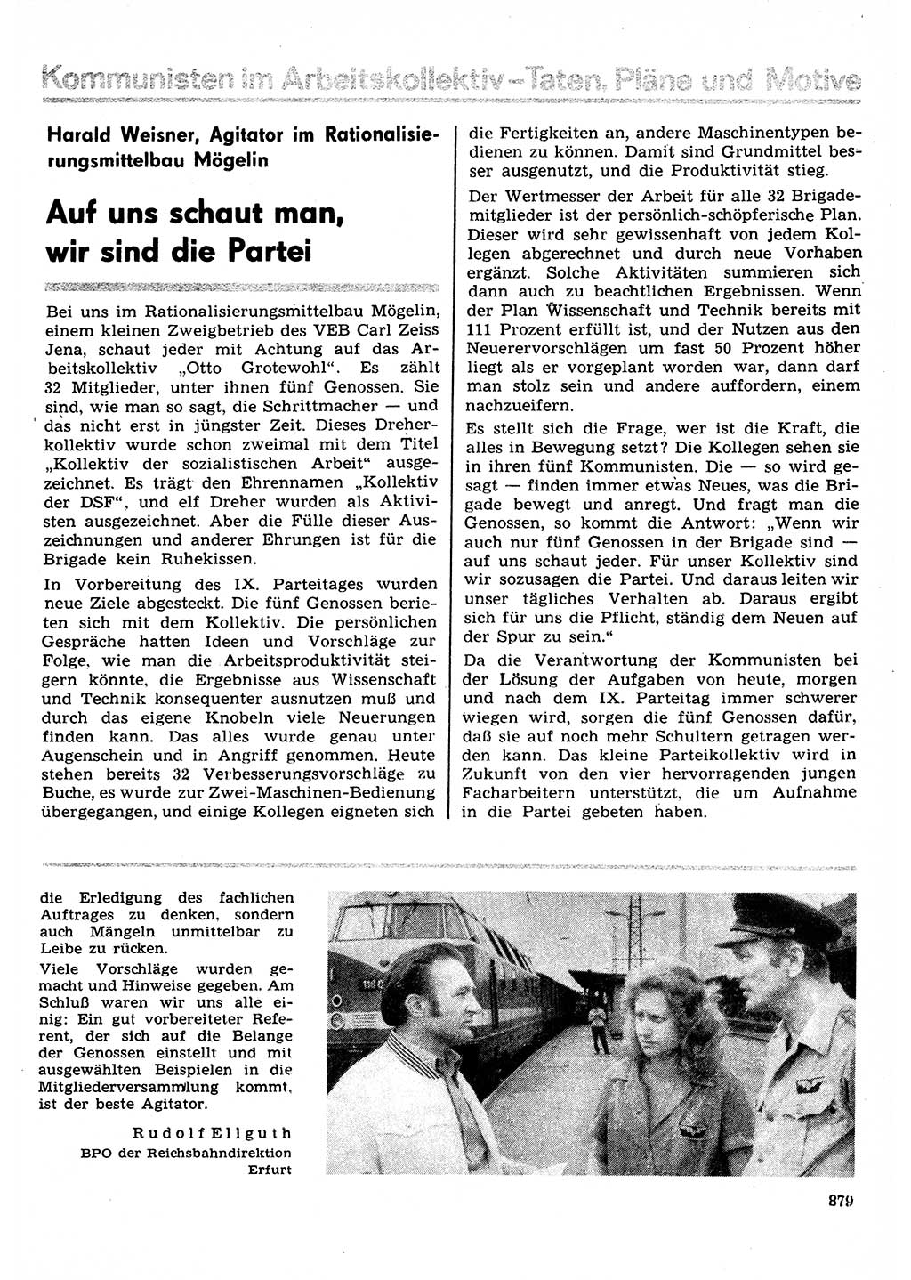 Neuer Weg (NW), Organ des Zentralkomitees (ZK) der SED (Sozialistische Einheitspartei Deutschlands) für Fragen des Parteilebens, 30. Jahrgang [Deutsche Demokratische Republik (DDR)] 1975, Seite 879 (NW ZK SED DDR 1975, S. 879)