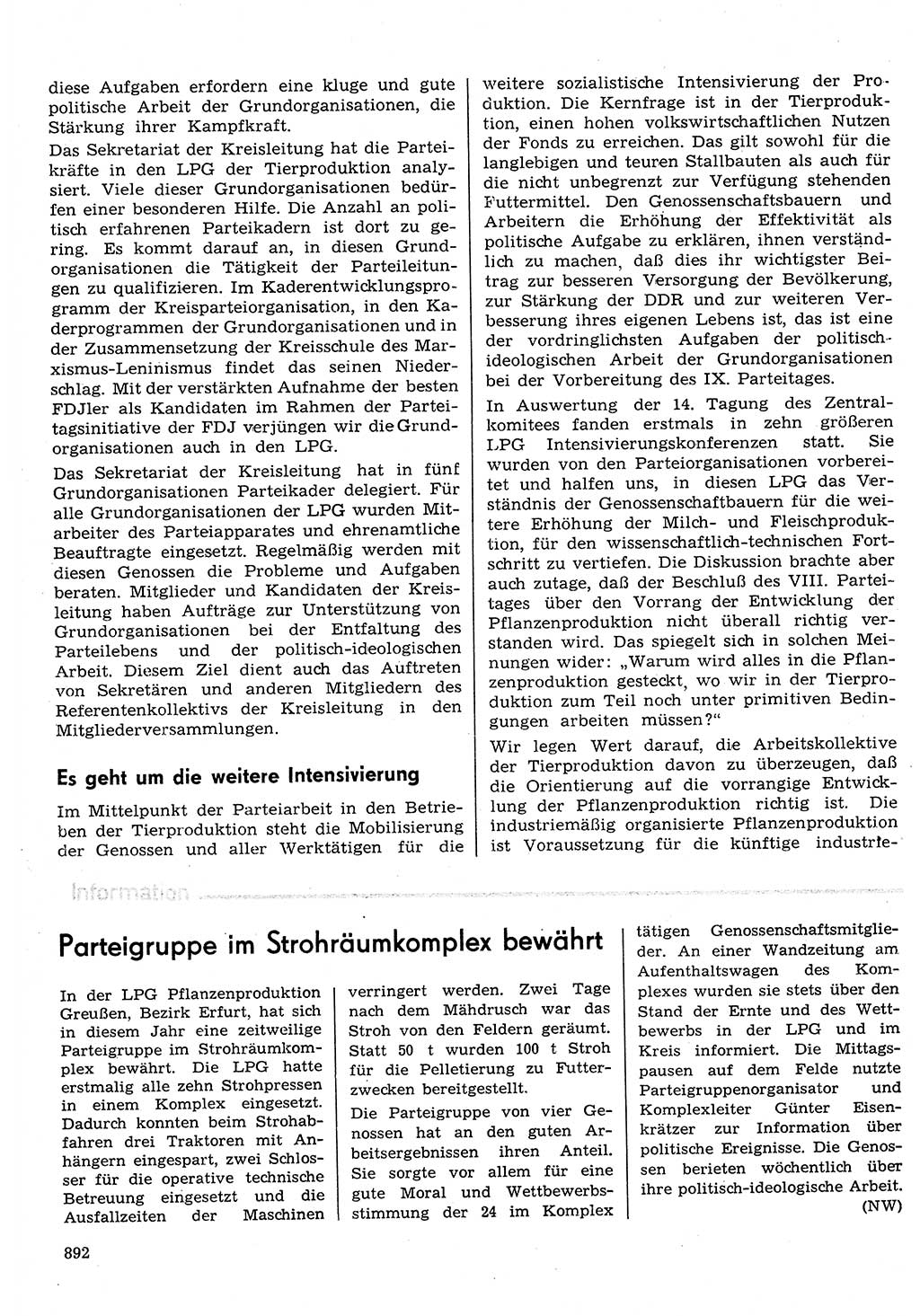 Neuer Weg (NW), Organ des Zentralkomitees (ZK) der SED (Sozialistische Einheitspartei Deutschlands) für Fragen des Parteilebens, 30. Jahrgang [Deutsche Demokratische Republik (DDR)] 1975, Seite 892 (NW ZK SED DDR 1975, S. 892)