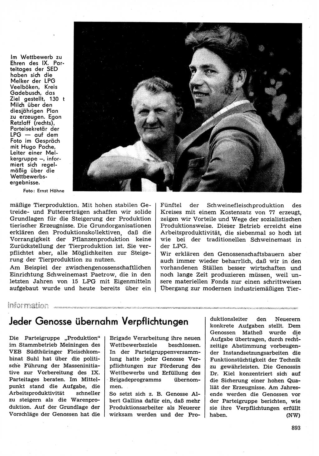 Neuer Weg (NW), Organ des Zentralkomitees (ZK) der SED (Sozialistische Einheitspartei Deutschlands) für Fragen des Parteilebens, 30. Jahrgang [Deutsche Demokratische Republik (DDR)] 1975, Seite 893 (NW ZK SED DDR 1975, S. 893)
