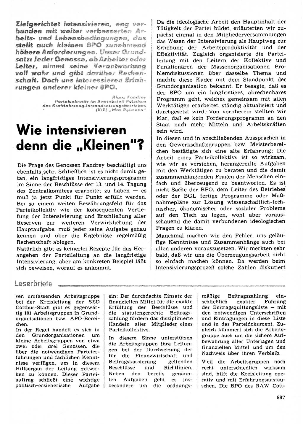 Neuer Weg (NW), Organ des Zentralkomitees (ZK) der SED (Sozialistische Einheitspartei Deutschlands) für Fragen des Parteilebens, 30. Jahrgang [Deutsche Demokratische Republik (DDR)] 1975, Seite 897 (NW ZK SED DDR 1975, S. 897)