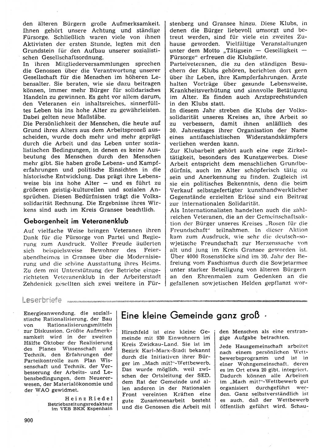 Neuer Weg (NW), Organ des Zentralkomitees (ZK) der SED (Sozialistische Einheitspartei Deutschlands) für Fragen des Parteilebens, 30. Jahrgang [Deutsche Demokratische Republik (DDR)] 1975, Seite 900 (NW ZK SED DDR 1975, S. 900)