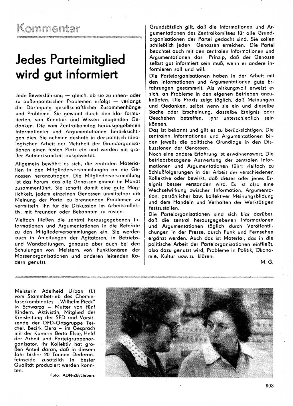 Neuer Weg (NW), Organ des Zentralkomitees (ZK) der SED (Sozialistische Einheitspartei Deutschlands) für Fragen des Parteilebens, 30. Jahrgang [Deutsche Demokratische Republik (DDR)] 1975, Seite 903 (NW ZK SED DDR 1975, S. 903)