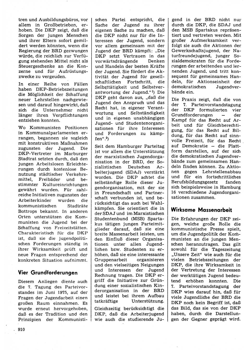 Neuer Weg (NW), Organ des Zentralkomitees (ZK) der SED (Sozialistische Einheitspartei Deutschlands) für Fragen des Parteilebens, 30. Jahrgang [Deutsche Demokratische Republik (DDR)] 1975, Seite 910 (NW ZK SED DDR 1975, S. 910)