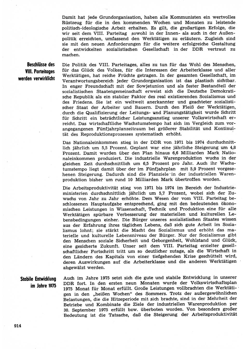 Neuer Weg (NW), Organ des Zentralkomitees (ZK) der SED (Sozialistische Einheitspartei Deutschlands) für Fragen des Parteilebens, 30. Jahrgang [Deutsche Demokratische Republik (DDR)] 1975, Seite 914 (NW ZK SED DDR 1975, S. 914)