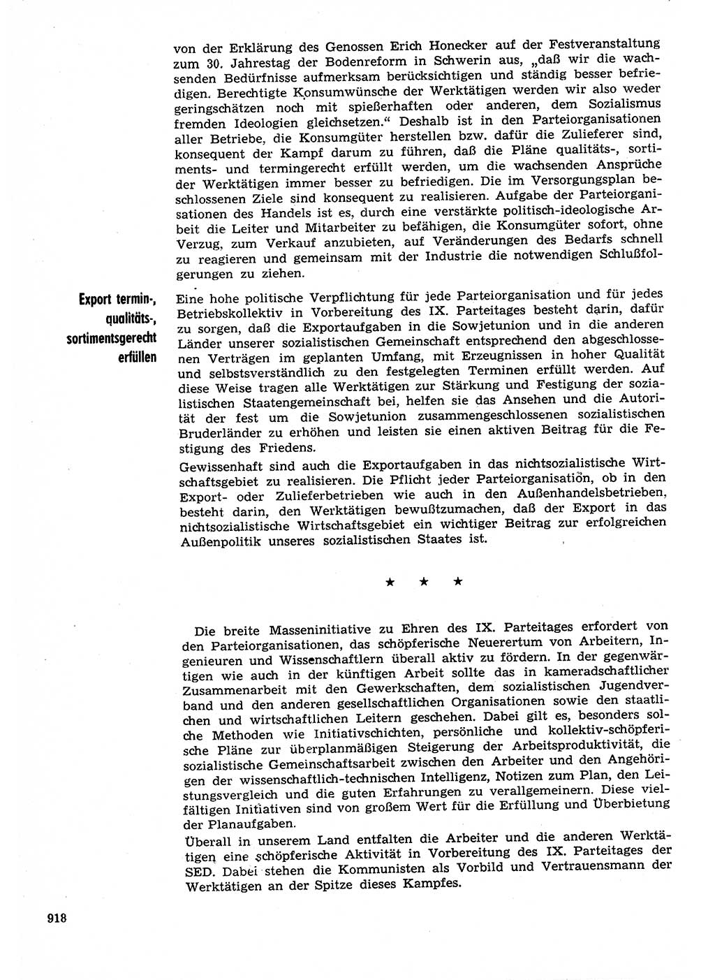 Neuer Weg (NW), Organ des Zentralkomitees (ZK) der SED (Sozialistische Einheitspartei Deutschlands) für Fragen des Parteilebens, 30. Jahrgang [Deutsche Demokratische Republik (DDR)] 1975, Seite 918 (NW ZK SED DDR 1975, S. 918)