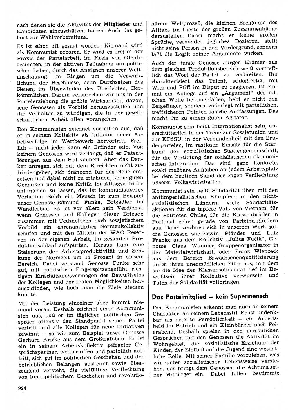 Neuer Weg (NW), Organ des Zentralkomitees (ZK) der SED (Sozialistische Einheitspartei Deutschlands) für Fragen des Parteilebens, 30. Jahrgang [Deutsche Demokratische Republik (DDR)] 1975, Seite 924 (NW ZK SED DDR 1975, S. 924)