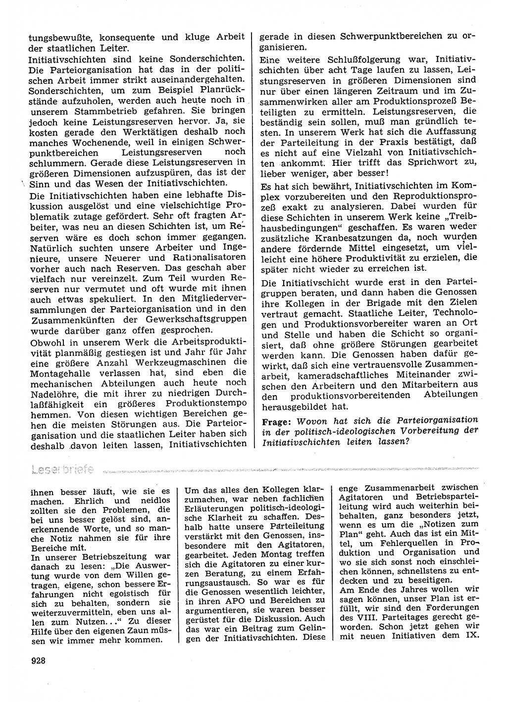 Neuer Weg (NW), Organ des Zentralkomitees (ZK) der SED (Sozialistische Einheitspartei Deutschlands) für Fragen des Parteilebens, 30. Jahrgang [Deutsche Demokratische Republik (DDR)] 1975, Seite 928 (NW ZK SED DDR 1975, S. 928)