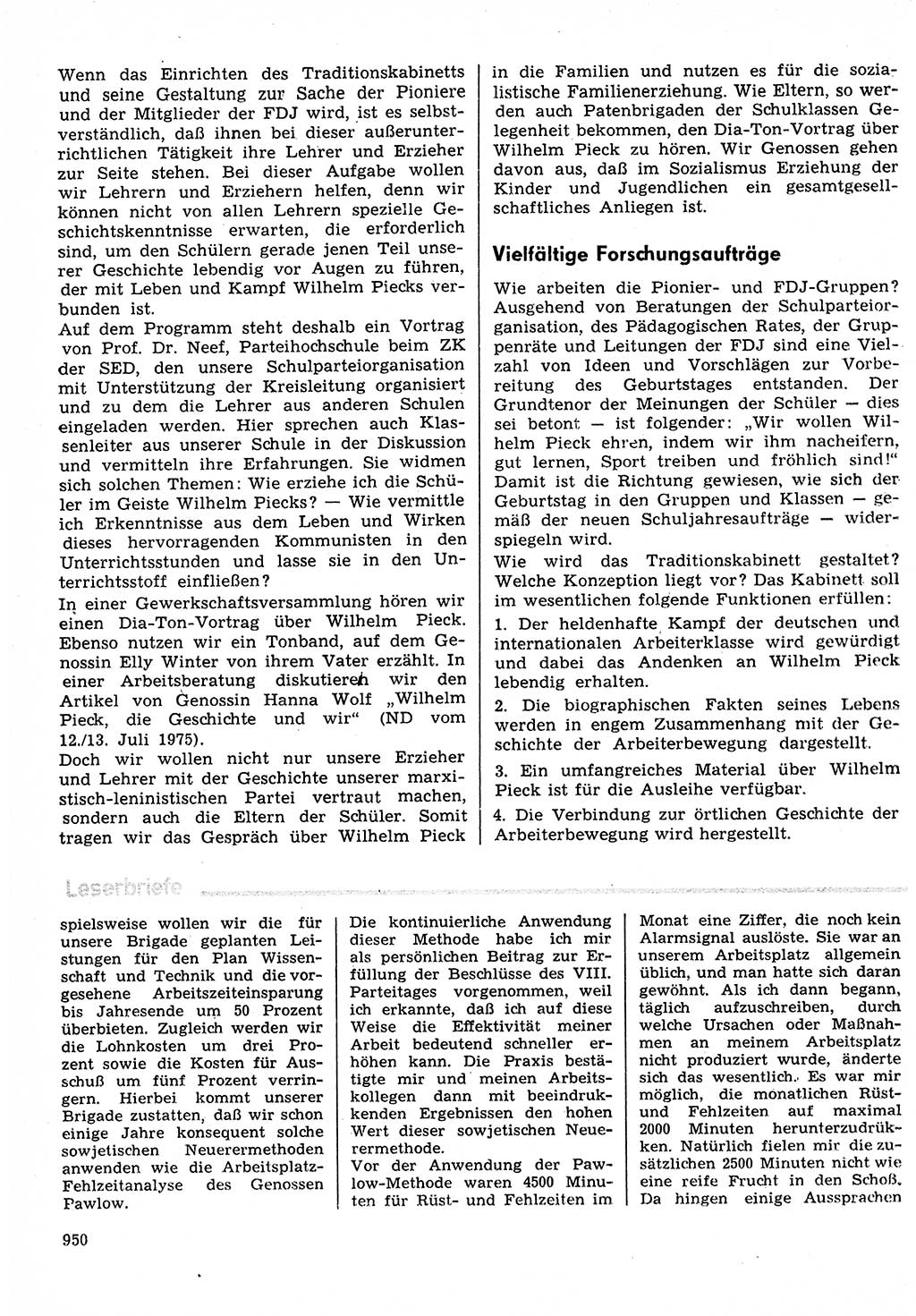 Neuer Weg (NW), Organ des Zentralkomitees (ZK) der SED (Sozialistische Einheitspartei Deutschlands) für Fragen des Parteilebens, 30. Jahrgang [Deutsche Demokratische Republik (DDR)] 1975, Seite 950 (NW ZK SED DDR 1975, S. 950)