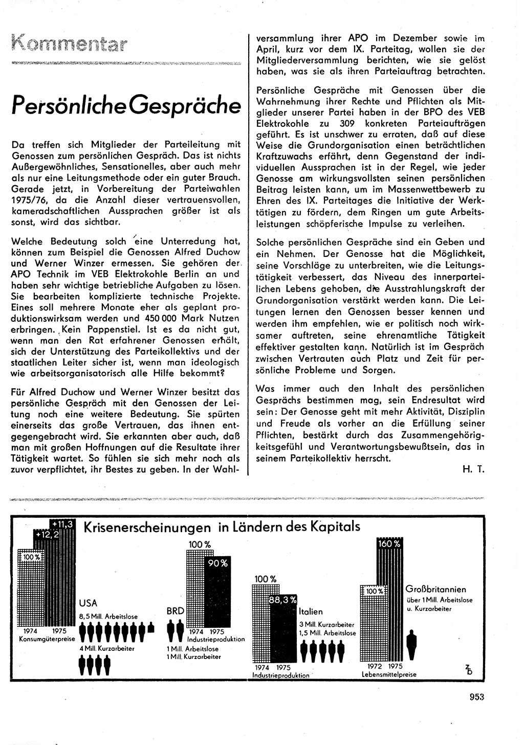 Neuer Weg (NW), Organ des Zentralkomitees (ZK) der SED (Sozialistische Einheitspartei Deutschlands) für Fragen des Parteilebens, 30. Jahrgang [Deutsche Demokratische Republik (DDR)] 1975, Seite 953 (NW ZK SED DDR 1975, S. 953)