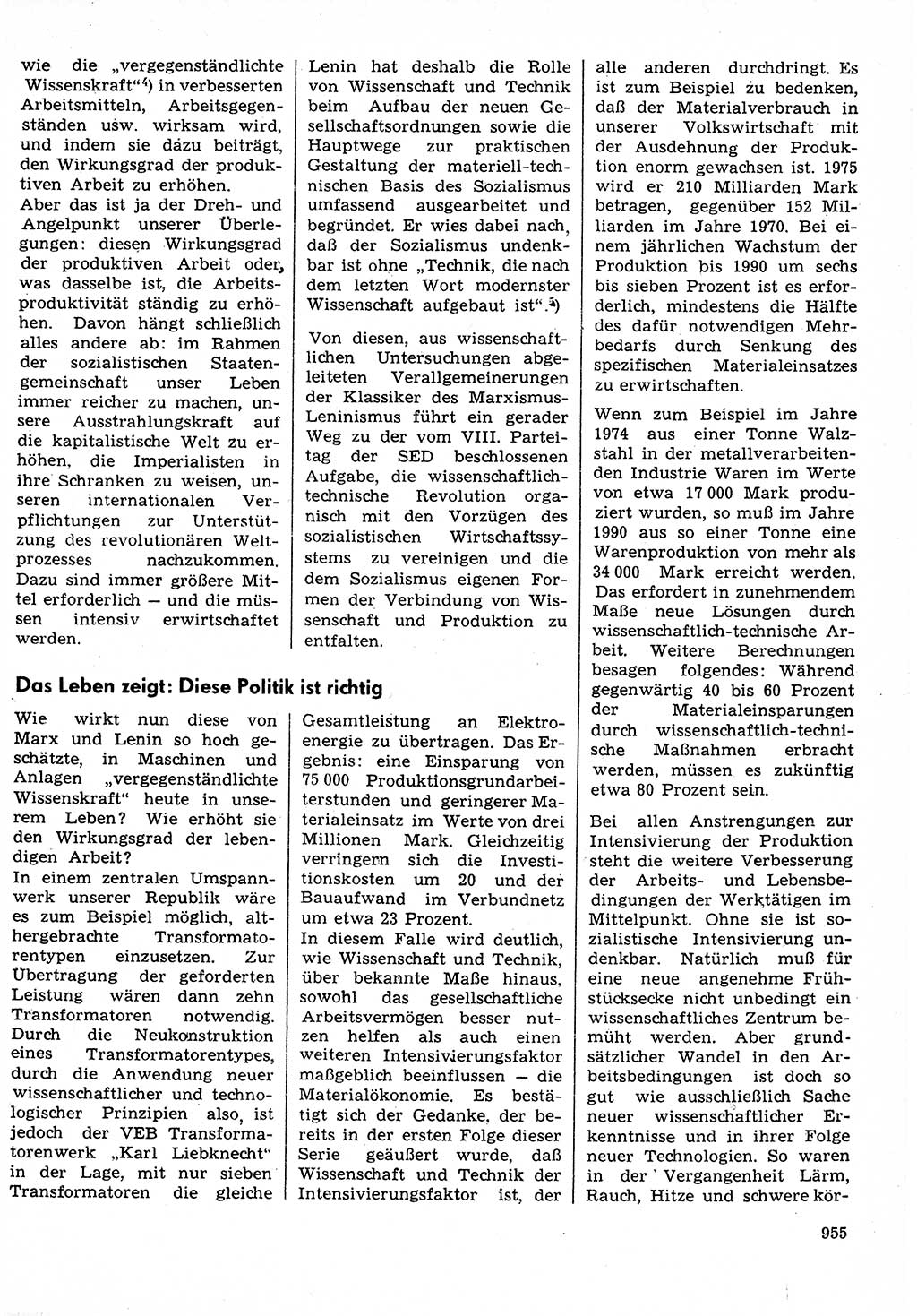 Neuer Weg (NW), Organ des Zentralkomitees (ZK) der SED (Sozialistische Einheitspartei Deutschlands) für Fragen des Parteilebens, 30. Jahrgang [Deutsche Demokratische Republik (DDR)] 1975, Seite 955 (NW ZK SED DDR 1975, S. 955)