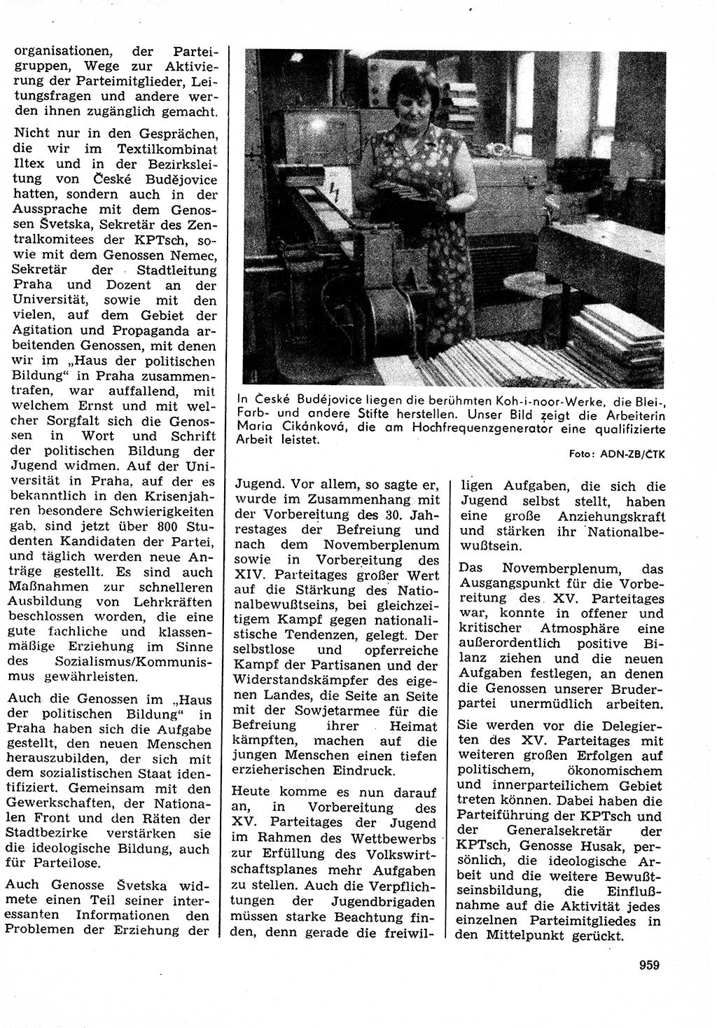 Neuer Weg (NW), Organ des Zentralkomitees (ZK) der SED (Sozialistische Einheitspartei Deutschlands) für Fragen des Parteilebens, 30. Jahrgang [Deutsche Demokratische Republik (DDR)] 1975, Seite 959 (NW ZK SED DDR 1975, S. 959)