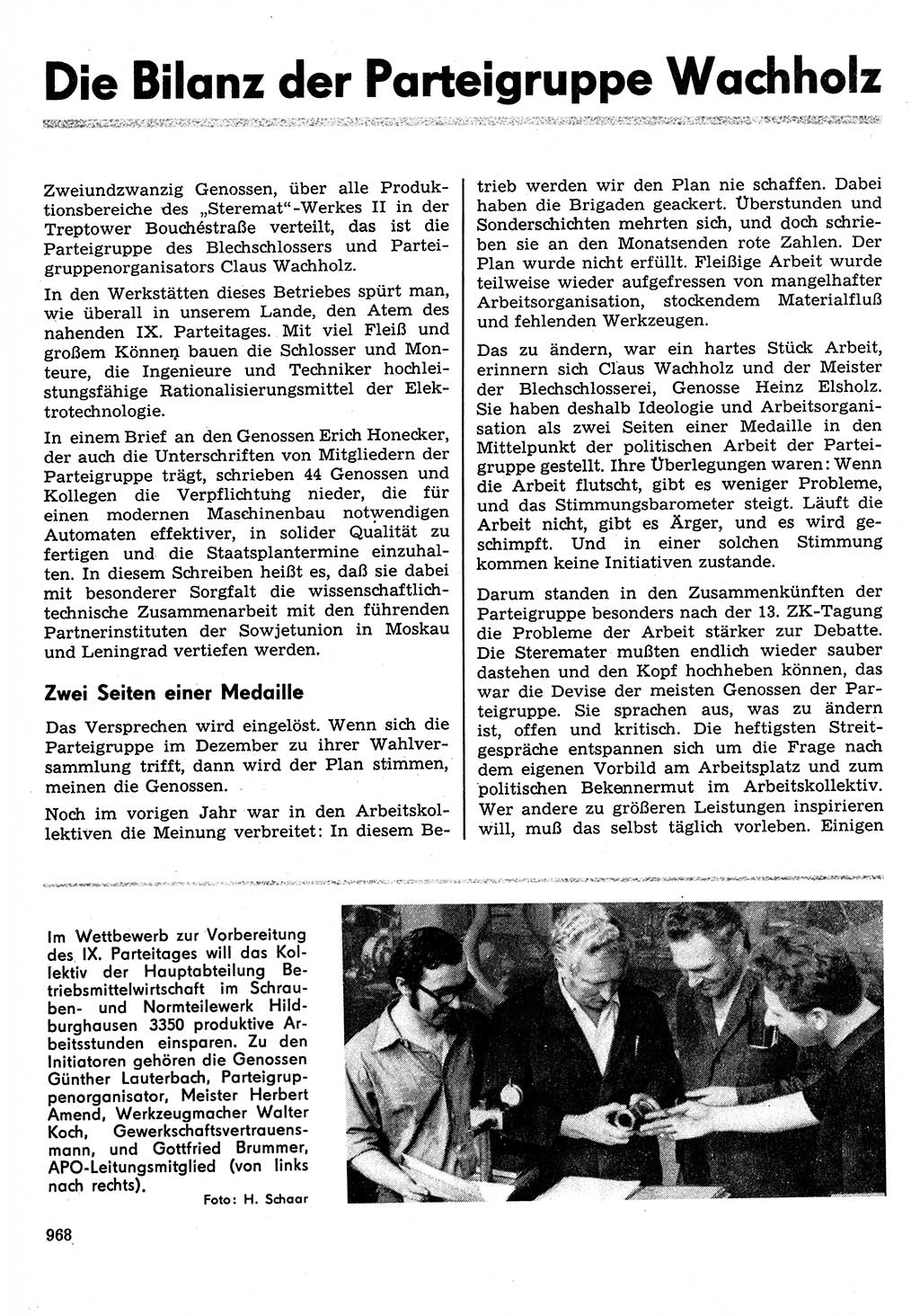 Neuer Weg (NW), Organ des Zentralkomitees (ZK) der SED (Sozialistische Einheitspartei Deutschlands) für Fragen des Parteilebens, 30. Jahrgang [Deutsche Demokratische Republik (DDR)] 1975, Seite 968 (NW ZK SED DDR 1975, S. 968)
