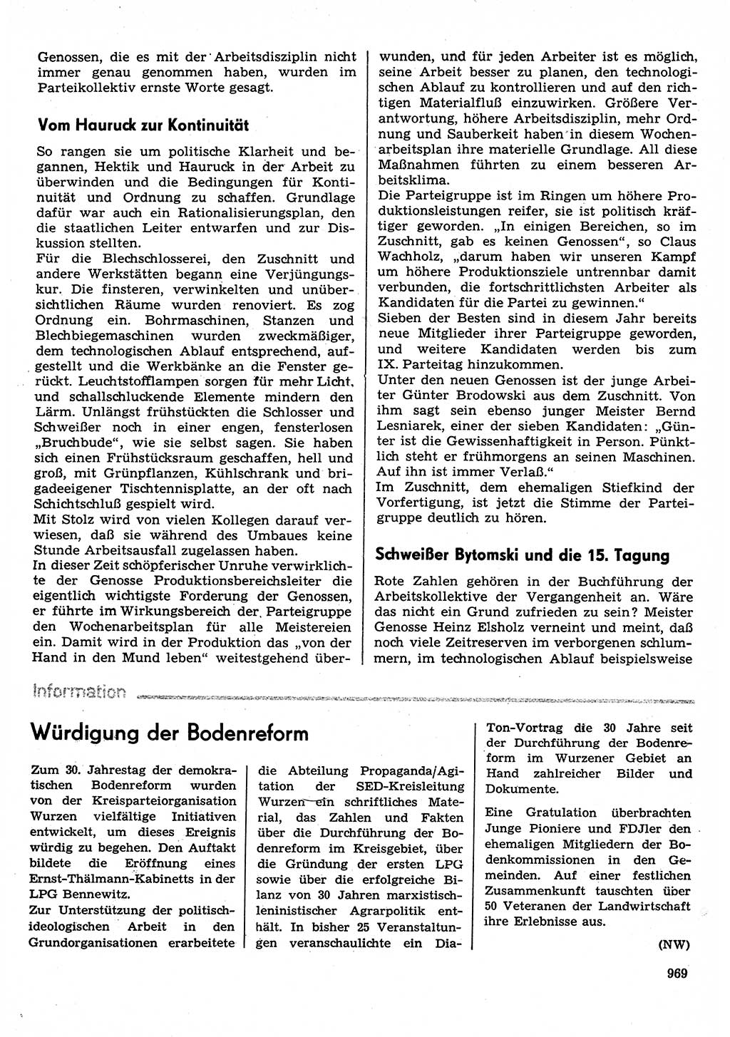 Neuer Weg (NW), Organ des Zentralkomitees (ZK) der SED (Sozialistische Einheitspartei Deutschlands) für Fragen des Parteilebens, 30. Jahrgang [Deutsche Demokratische Republik (DDR)] 1975, Seite 969 (NW ZK SED DDR 1975, S. 969)