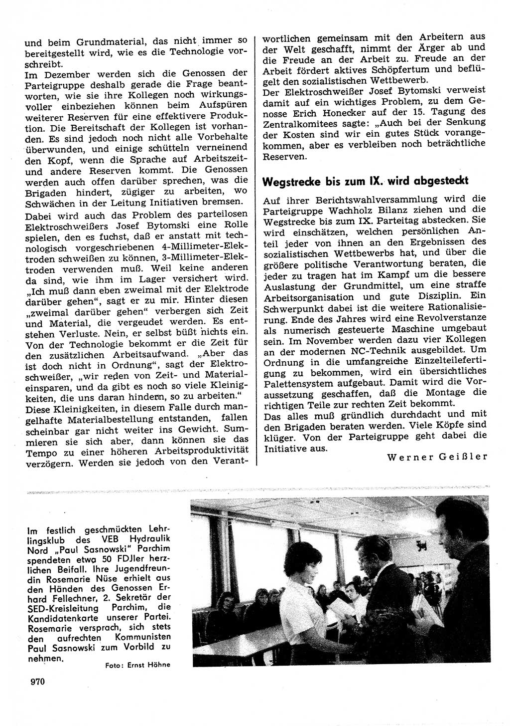 Neuer Weg (NW), Organ des Zentralkomitees (ZK) der SED (Sozialistische Einheitspartei Deutschlands) für Fragen des Parteilebens, 30. Jahrgang [Deutsche Demokratische Republik (DDR)] 1975, Seite 970 (NW ZK SED DDR 1975, S. 970)
