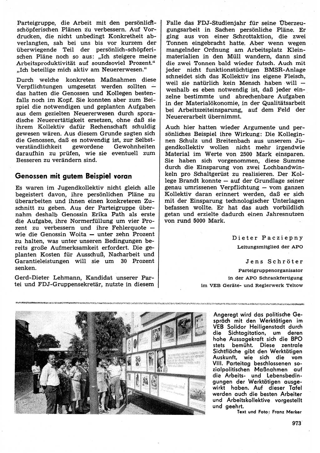 Neuer Weg (NW), Organ des Zentralkomitees (ZK) der SED (Sozialistische Einheitspartei Deutschlands) für Fragen des Parteilebens, 30. Jahrgang [Deutsche Demokratische Republik (DDR)] 1975, Seite 973 (NW ZK SED DDR 1975, S. 973)