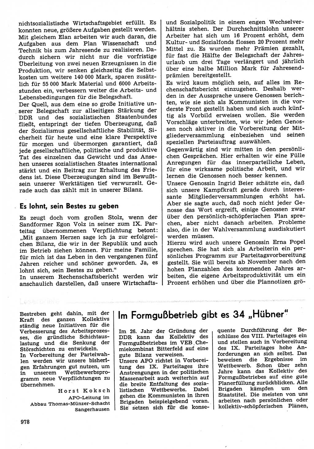 Neuer Weg (NW), Organ des Zentralkomitees (ZK) der SED (Sozialistische Einheitspartei Deutschlands) für Fragen des Parteilebens, 30. Jahrgang [Deutsche Demokratische Republik (DDR)] 1975, Seite 978 (NW ZK SED DDR 1975, S. 978)