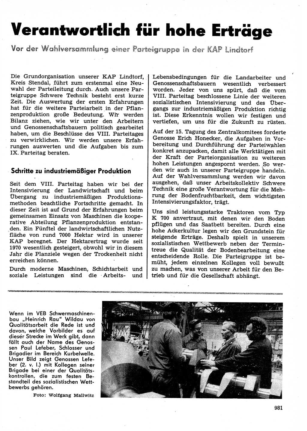 Neuer Weg (NW), Organ des Zentralkomitees (ZK) der SED (Sozialistische Einheitspartei Deutschlands) für Fragen des Parteilebens, 30. Jahrgang [Deutsche Demokratische Republik (DDR)] 1975, Seite 981 (NW ZK SED DDR 1975, S. 981)
