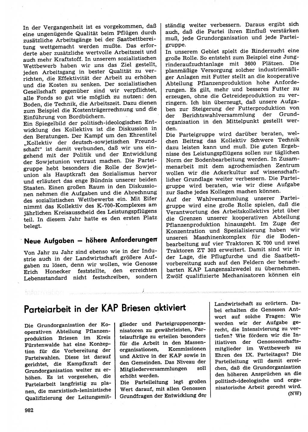 Neuer Weg (NW), Organ des Zentralkomitees (ZK) der SED (Sozialistische Einheitspartei Deutschlands) für Fragen des Parteilebens, 30. Jahrgang [Deutsche Demokratische Republik (DDR)] 1975, Seite 982 (NW ZK SED DDR 1975, S. 982)