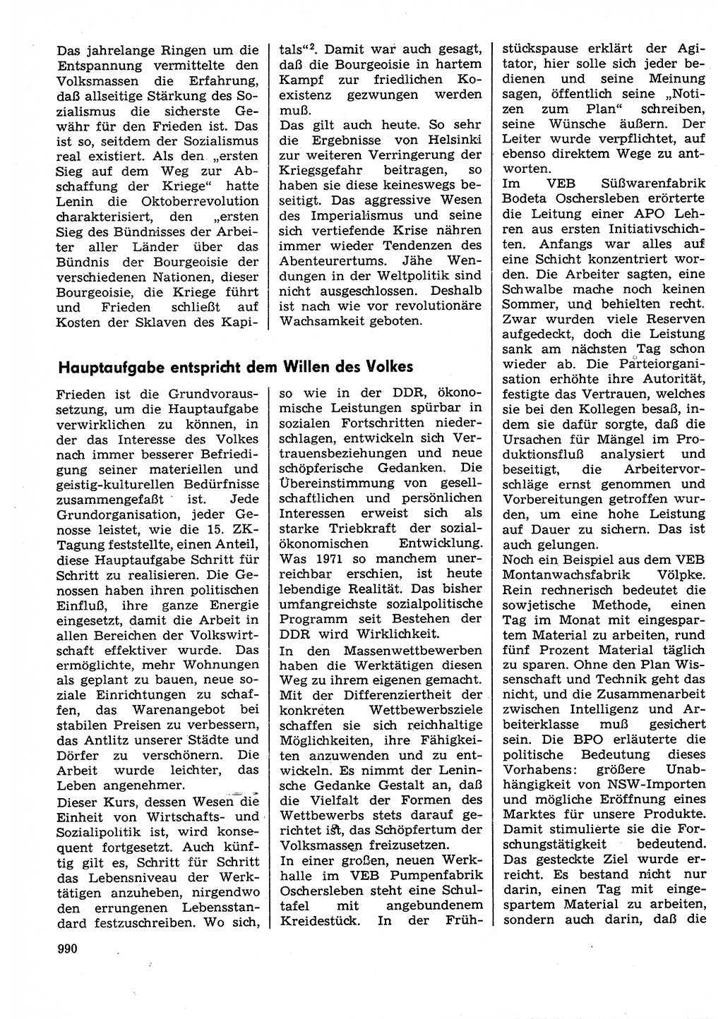 Neuer Weg (NW), Organ des Zentralkomitees (ZK) der SED (Sozialistische Einheitspartei Deutschlands) für Fragen des Parteilebens, 30. Jahrgang [Deutsche Demokratische Republik (DDR)] 1975, Seite 990 (NW ZK SED DDR 1975, S. 990)