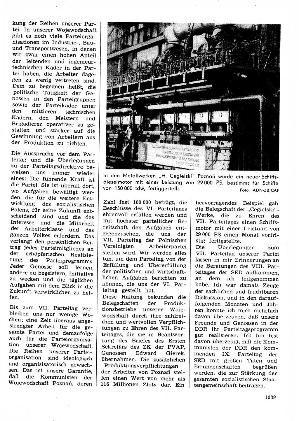 Neuer Weg (NW), Organ des Zentralkomitees (ZK) der SED (Sozialistische Einheitspartei Deutschlands) für Fragen des Parteilebens, 30. Jahrgang [Deutsche Demokratische Republik (DDR)] 1975, Seite 1039 (NW ZK SED DDR 1975, S. 1039)