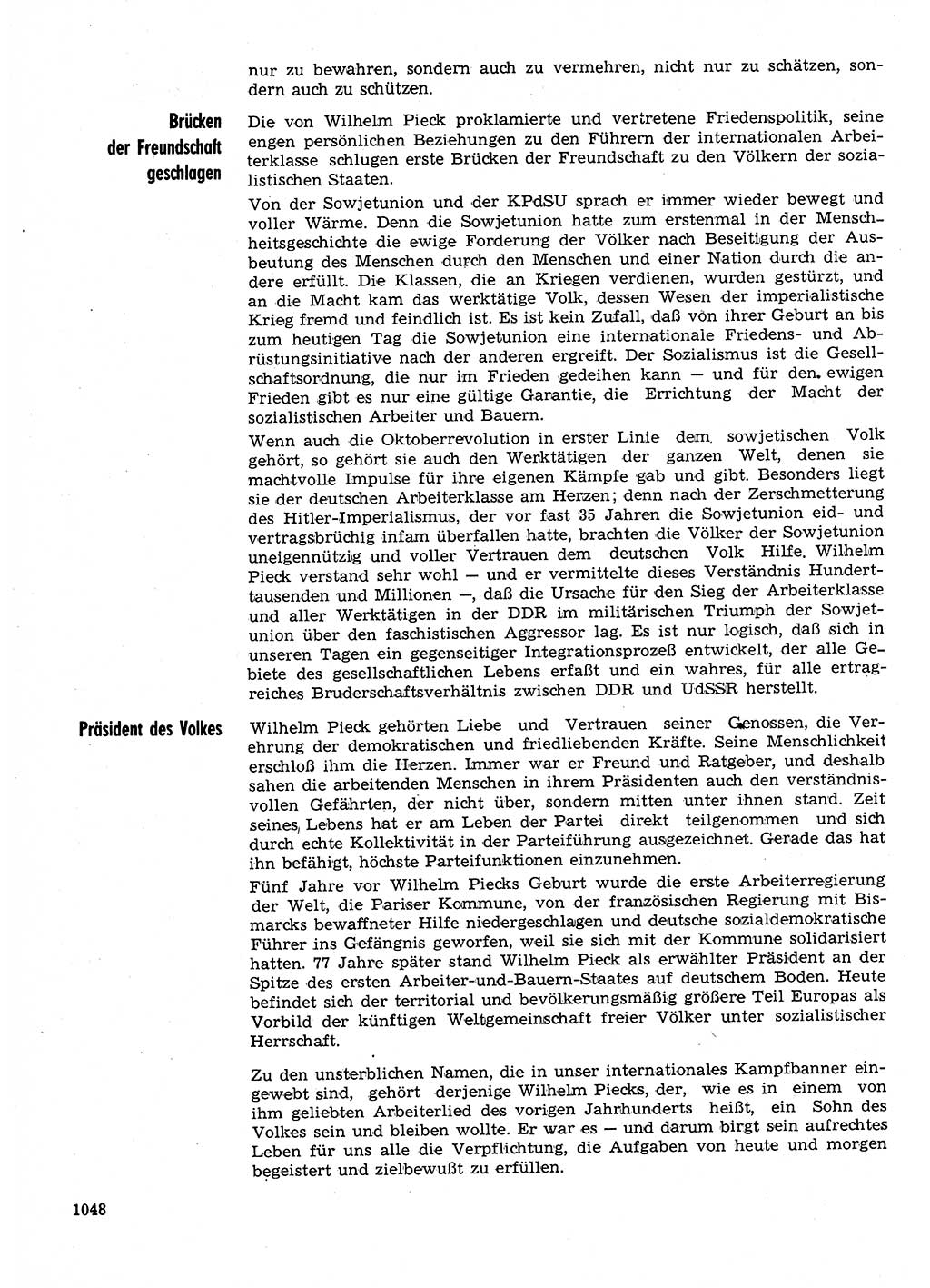 Neuer Weg (NW), Organ des Zentralkomitees (ZK) der SED (Sozialistische Einheitspartei Deutschlands) für Fragen des Parteilebens, 30. Jahrgang [Deutsche Demokratische Republik (DDR)] 1975, Seite 1048 (NW ZK SED DDR 1975, S. 1048)